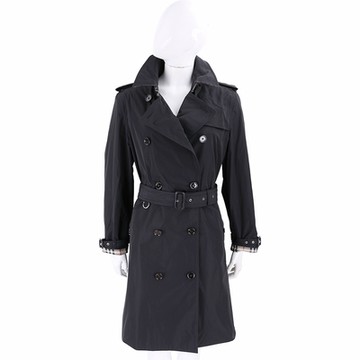 BURBERRY 巴寶莉  Kensington 肯辛頓版型 中長款雙排鈕風衣(黑色)