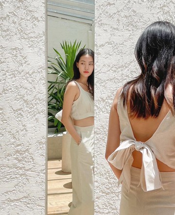 純棉亞麻套裝，長褲