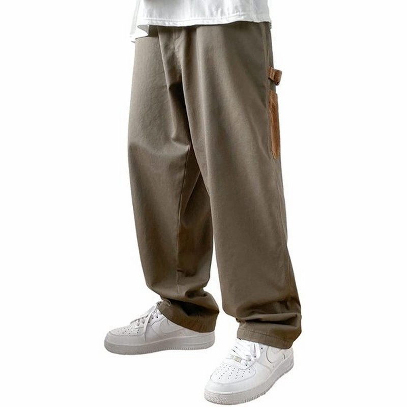 メンズ ワイドパンツ ゆったり ズボン ロングパンツ カジュアル ウエストゴム 無地 カーゴパンツ 冬 春 通販 Lineポイント最大get Lineショッピング