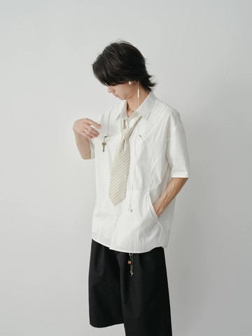 重塑 不規則分割設計短袖襯衫
