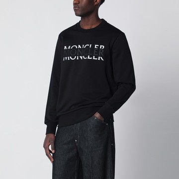 Black crew-neck sweatshirt with logo