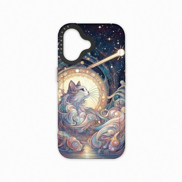 iPhone 16  殼 TRON IPhone 16 夏夜流星與貓 太空殼 透黑款 手機殼