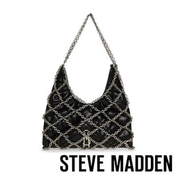 STEVE MADDEN-率性鍊帶菱格紋托特包 BFREESIA-黑色