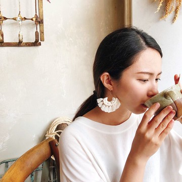 小水滴流蘇邊織耳環