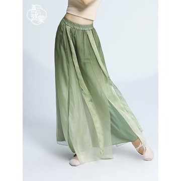善然堂新款古典舞舞蹈褲民族舞漸變飄逸表演服寬松直筒雪紡闊腿褲