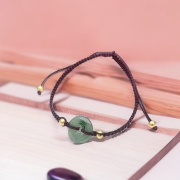 【願‧平安】綠飄花平安扣編織手鍊 | 天然緬甸玉翡翠A貨 | 送禮