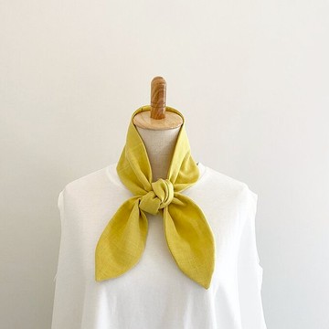 可當頭巾使用的圍巾，各種用途，日本製造，優質棉，護頸，髮帶，天然材料，素色，黃，帶 2 個冰袋