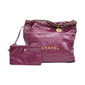 CHANEL 香奈兒 酒紅色 羊革 22 鍊帶 肩背包 AS3261 【二手名牌BRAND OFF】