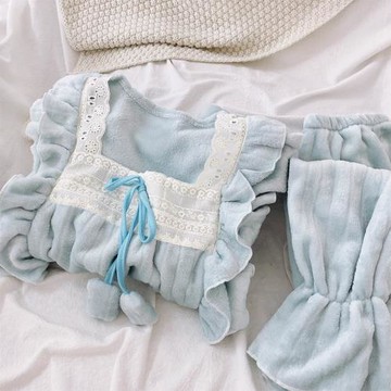 元氣の公主風2023新款秋冬季法蘭絨睡衣女珊瑚絨可外穿少女家居服