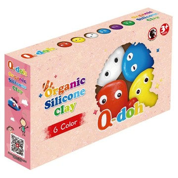 Q-doh 超柔軟有機矽膠黏土6色工具組 台灣製造 安全無毒  多色  360g  1組