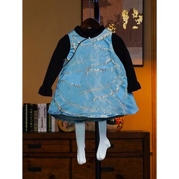 木本尚女童漢服旗袍裙2026新款女寶寶春裝古風唐裝背心裙刺繡款