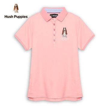 Hush Puppies POLO衫 女裝經典品牌印花刺繡狗短袖POLO衫