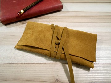 麂皮筆袋 / 置物袋-黃棕