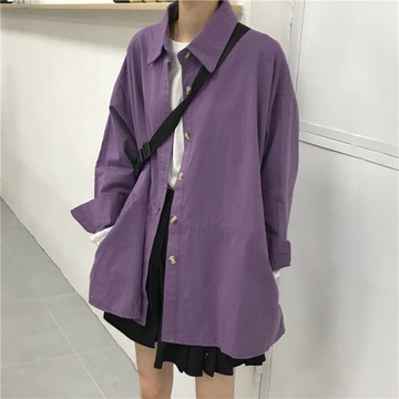 設計感襯衣女春秋薄款外套ins潮慵懶風bf襯衫上衣服