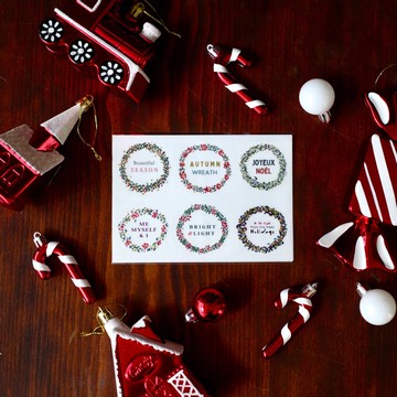 【什物】聖誕節限量 | Wreath 花圈霧面透明貼紙