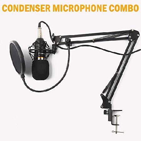 navor Condenser Microphone Combo, Cardioid Professional PC Mic Kit with Adjustable Mic Suspension Scissor Arm, Shock Mount and Pop Filter for Studio R