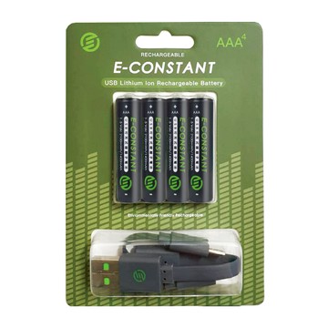 恆旭 免充電座鋰離子充電電池-4號電池x4顆(環保快充/e-constant/type-c)