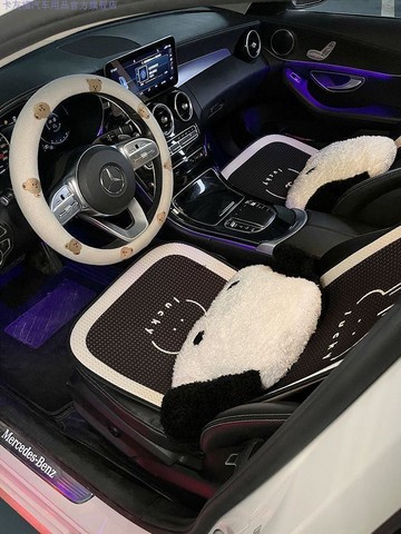 汽車坐墊四季通用夏季冰絲座椅透氣可愛簡約熊兔后排夏天坐墊新款
