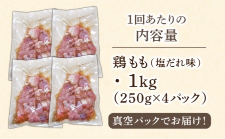ひと口サイズ 鶏もも（塩だれ味） 約1kg（250g×4パック） 九州産 鶏肉 モモ肉 小分け 〈岩永ホルモン〉[EAX122]