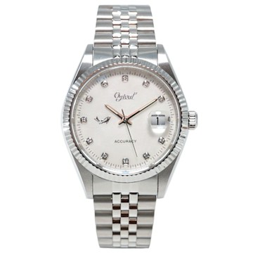 Ogival 愛其華 簡約真鑽腕錶-銀-男錶(3932GS)37mm