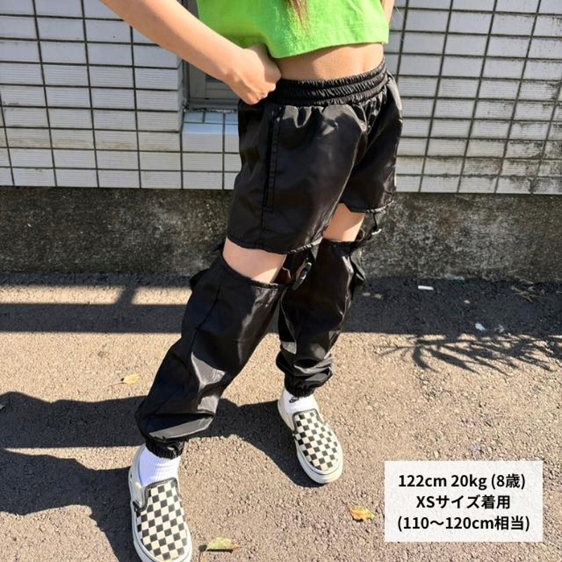 キッズ ダンス 衣装 黒 パンツ ズボン ヒップホップ セパレートト ショート 2WAY ロング ジュニア 小学生 中学生 発表会 K-POP 韓国  LINEショッピング