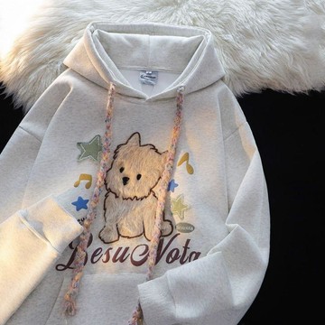 已售9642件💖REOY 刺繡小狗可愛高質量帽t！帽t女 連帽衛衣 秋冬 刺繡印花 可愛 女生衣服 薄帽t 潮流 in