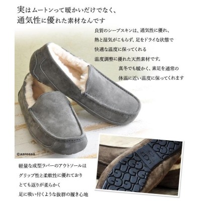 UGG メンズ スリッポン ボア ムートンシューズ フラットシューズ アグ モカシン アスコット ブラウン ブラック グレー ネイビー 大きいサイズ  28cm | LINEブランドカタログ