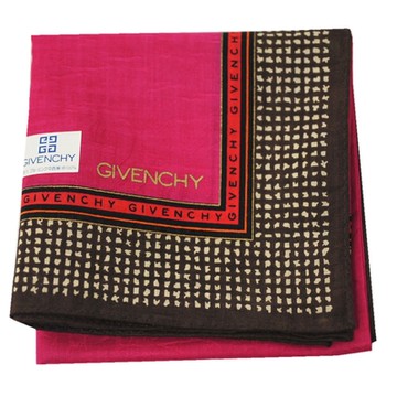 GIVENCHY 繽紛浮水印不規則紋品牌圖騰字母LOGO帕領巾(桃紅色系/48CM)