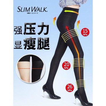 slimwalk強壓力瘦腿提臀保暖吸濕發熱襪美腿褲襪日本120D女春秋冬