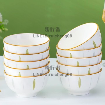 陶瓷米飯碗家用吃飯碗日式碗碟套裝高顏值餐具大號面碗【步行者戶外生活館】