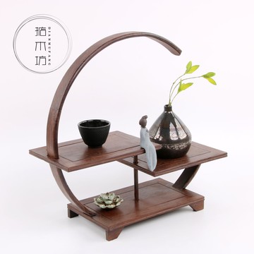 小博古架木中式古典多古董架茶茶具架子置物架件展示架