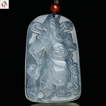 玉石吊墜 吊墜 關公吊墜 玉墜 冰種吊墜 冰種玉髓關公武財神吊墜掛件