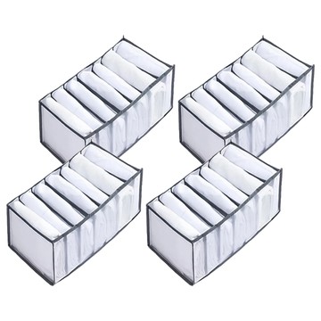 衣櫃分格收納袋  7格網紗收納袋  尼龍網紗材質  可反覆水洗  25 x 36 x 20cm  灰色  4個