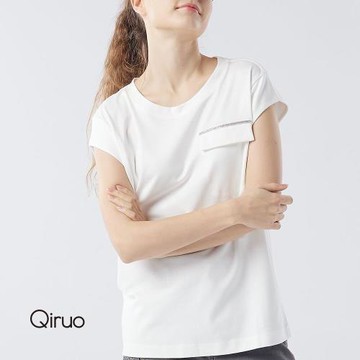 【Qiruo 奇若】春夏專櫃白色小袖上衣4122A 簡約水鑽精緻款