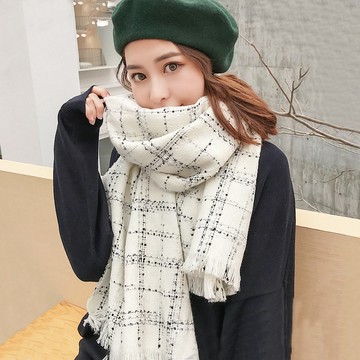 Seoul Show首爾秀 小香風格子加厚仿羊絨圍巾披肩