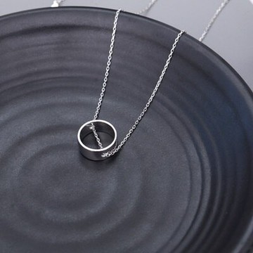 925純銀項鍊 圓環吊墜-歐美時尚大方個性情人節生日禮物女飾品73gy104【獨家進口】【米蘭精品】