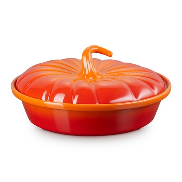 LE CREUSET 萬聖節 瓷器南瓜造型派盤23cm (火焰橘)