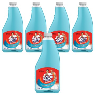 Mr Muscle 威猛先生 玻璃清潔劑補充瓶 去汙防塵 淨亮無痕 500g  5瓶