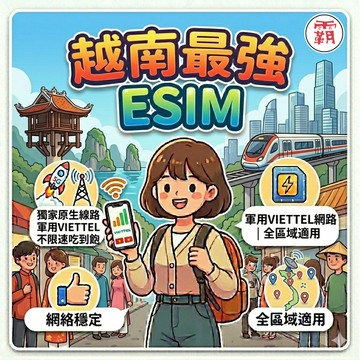 越南eSIM｜軍用電信 越南e sim esim  越南sim卡 越 esim越南 越南網卡 定量5GB【電話卡霸王】