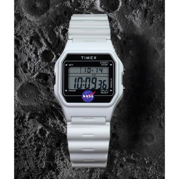 【TIMEX】天美時 Main Street NASA Artemis 36 毫米 方形 樹脂 電子錶(白 TXTW2Y13500)