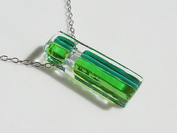 時尚玻璃（智能【迷你】【綠】）鍊式項鍊【棉繩，銀925可選】【定做】