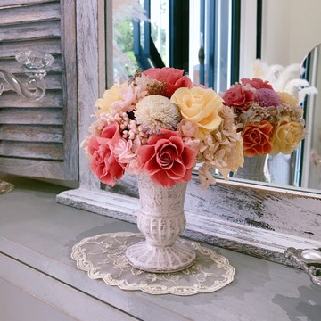 【客製】精緻圓形盆花 / 宮廷風 / 高雅擺飾   (14x14x19cm)