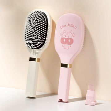 防打結氣墊按摩梳(附清潔刷)-多款可選 奶油白(無磁吸款)