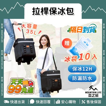 🚚下單就免運【行動保冷袋 保冰箱】拉著走的行動冰箱 贈冰袋🧊35L保冷袋 長效保冷包 行動保冷箱 極凍保冰箱 拉桿保冰包