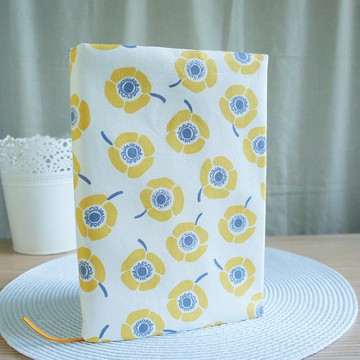 Lovely日本布【花舞雙面布書衣、黃花】25K日誌、A5手帳