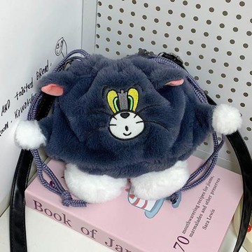 3月春季潮女包個性百搭賽752可愛丑萌包單肩斜挎零錢包百搭貓貓包