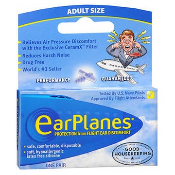 Earplanes Earplugs Ear Protection From Flight Air And Noise Sound 1 pair by Earplanes