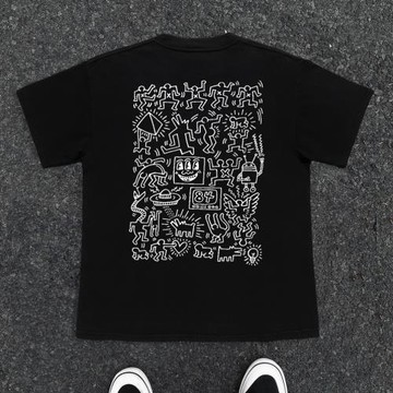 王有病工作室 220G 透氣正肩版！亂碼機器人男女情侶純棉短袖T恤