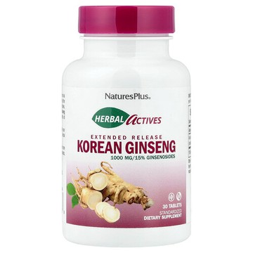 NaturesPlus, 草本活性成分，高麗人參，緩釋，1,000 毫克，30 片