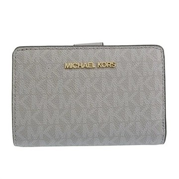 【Michael Kors】防刮皮革釦式滿版中夾-灰